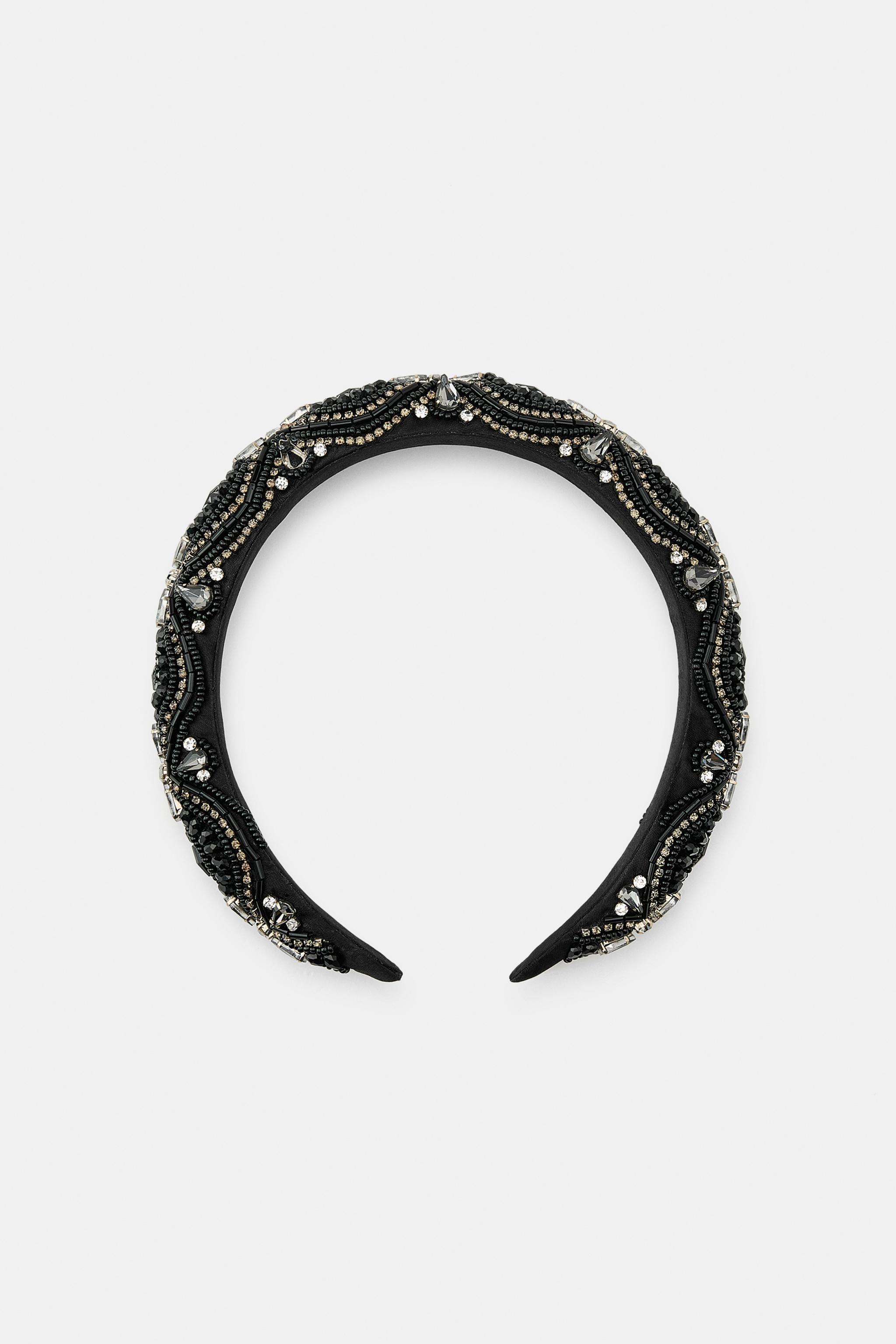 QUILTED BEADED JEWELED HEADBAND